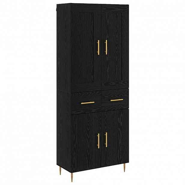 vidaXL Vysoký bufet Černý dub 69,5 x 34 x 180 cm Kompozitní dřevo