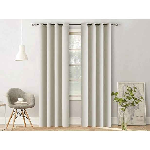 Bílo-krémový závěs OXFORD 140x250 cm Zavěšení: Řasící páska