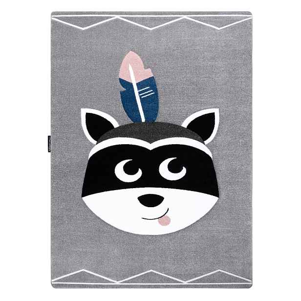 Dětský kusový koberec Petit Raccoon mukki grey, 160x220, šedá, dětský pokoj, Dywany Łuszczów
