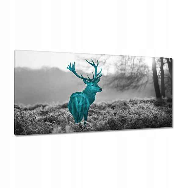 Obrazy 115x55 Tyrkysový jelen s parožím