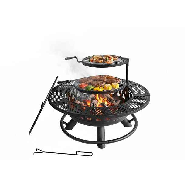 Relaxdays OHNIŠTĚ Černé s víkem 92 cm