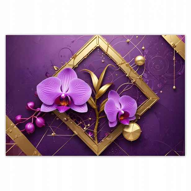 Plakáty 185x125 Fialové orchideje a zlato