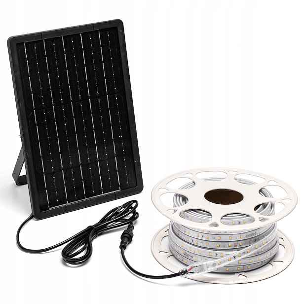 Solární Led páska-20m-200W-2700K-2000 lm-IP65