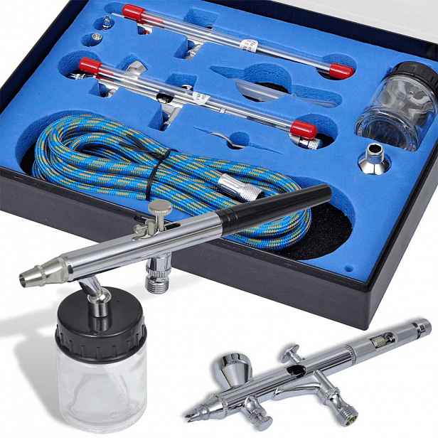 vidaXL Airbrush sada se 2 stříkacími pistolemi