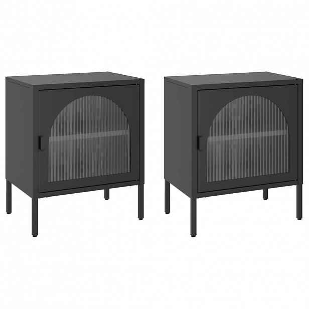 vidaXL Noční stolky 2 ks černé 50 x 35 x 60 cm sklo a ocel