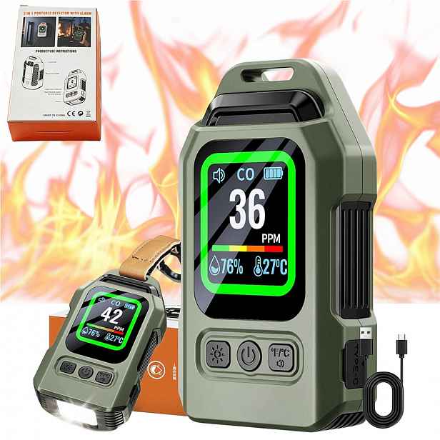 2000 mAh detektor oxidu uhelnatého se 4 světelnými alarmy pro domácnost a auto