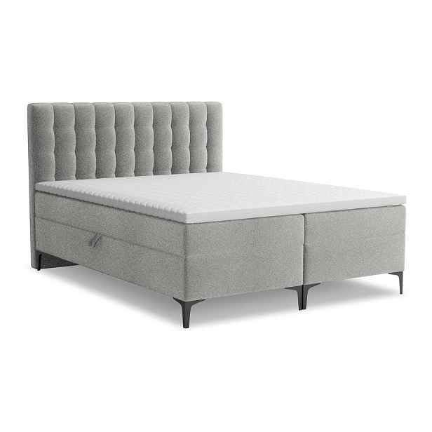 Světle šedá boxspring postel s úložným prostorem 160x200 cm Puhala – Makamii