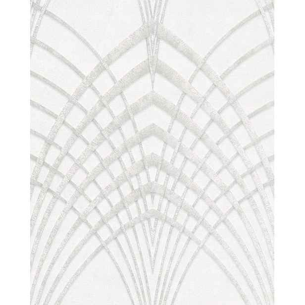 Bílá tapeta s ozdobným geometrickým vzorem art deco arkády
