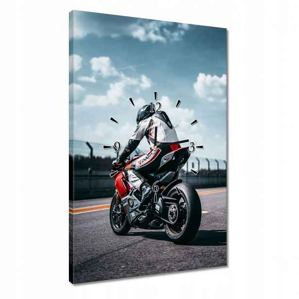 Hodiny 40x60 Motocyklista na trati