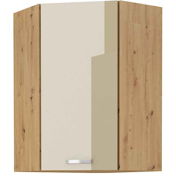 Horní rohová skříňka Artisan 60x60 GN-90 1F (45°) Barva korpusu: Dub artisan, Barva dvířek: Cappucino lesk