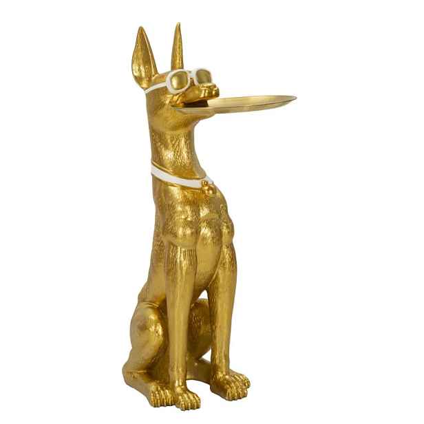 Mauro Ferretti Dekorativní socha Dog Pit s podnosem 91 cm zlatá