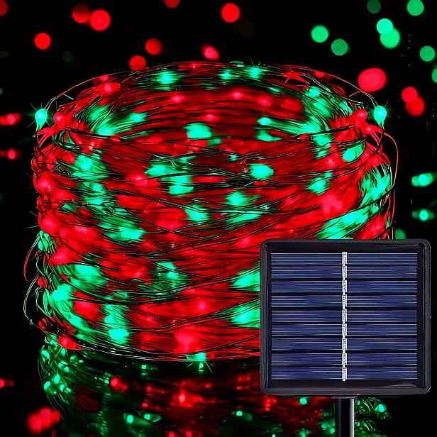 TEMU Solární pohádková světla s drátem a lithiovou baterií - 50/100/200/300 LED, venkovní solární světla, chytrý senzor - světelný senzor, chytrý