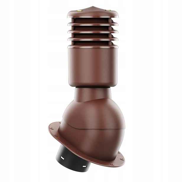 Větrací komín s podstavcem a těsněním Pi, průměr 125 mm, zateplený, hnědý