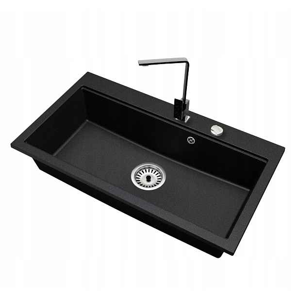 Granitový dřez Jednokomorový Elite 90 Baterie Sifon Chrom Automat