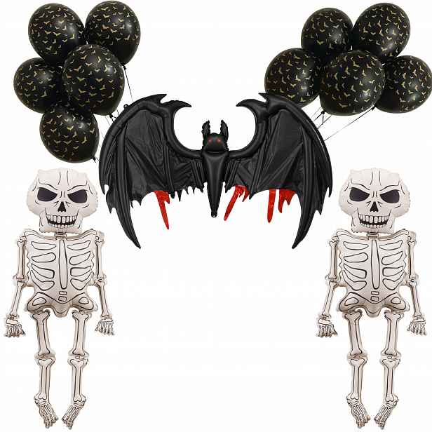 Halloweenské Balónky Kostra Netopýři Dekorace Párty Diy Giga Balónky