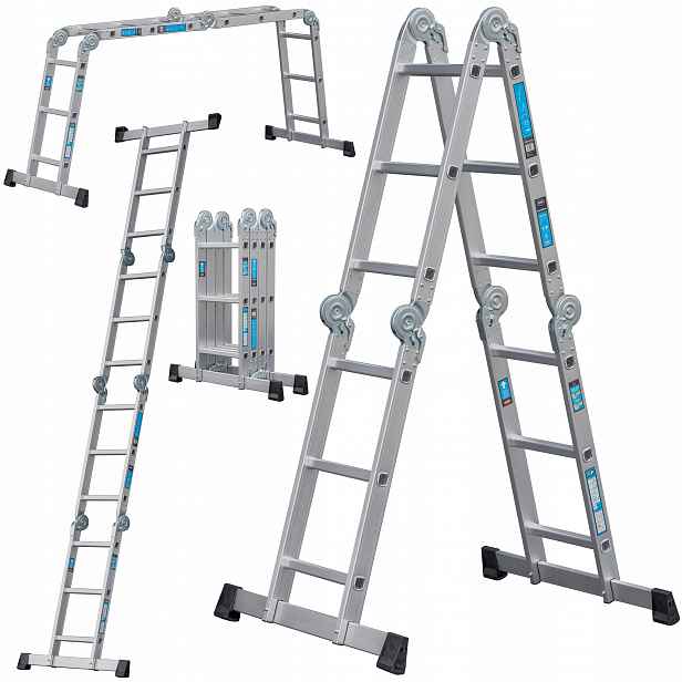 Žebřík hliníkový žebřík Dooc 4x3 Silné Profily skládací 150 kg
