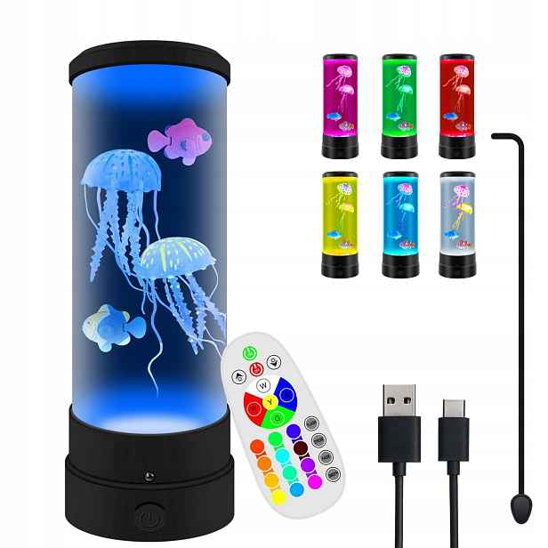 Usb Led Medúzová Lampa 17 Barev S Dálkovým Ovládáním, Lávová Lampa Jellyfish, 4 Režimy