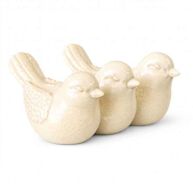 Jarní dekorace CRAQUELE BIRDS 19,5 cm - více barev Barva: Krémová