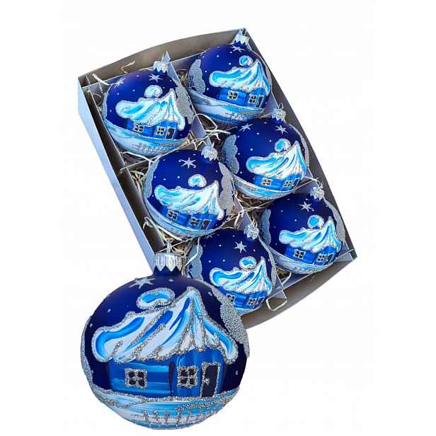 Vánoční Baňky ručně malované 10 cm, 6 ks