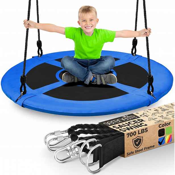 Houpačka Houpací Hnízdo Zahradní Pro Děti 100 CM Otočná Modrá