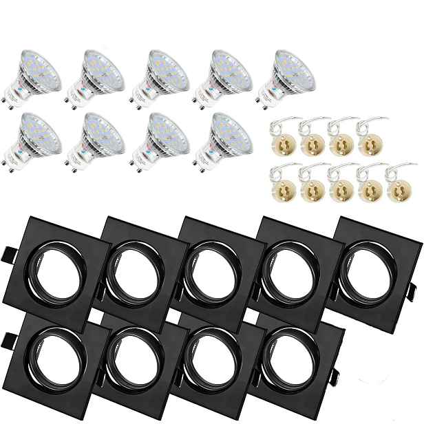 Led svítidlo 5W 600lm GU10 Neutrální Bílá Pohyblivá Černá Yiahin Sada 9ks