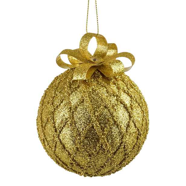Mondex Vánoční baňka SANTA LILA Grid 10 cm zlatá
