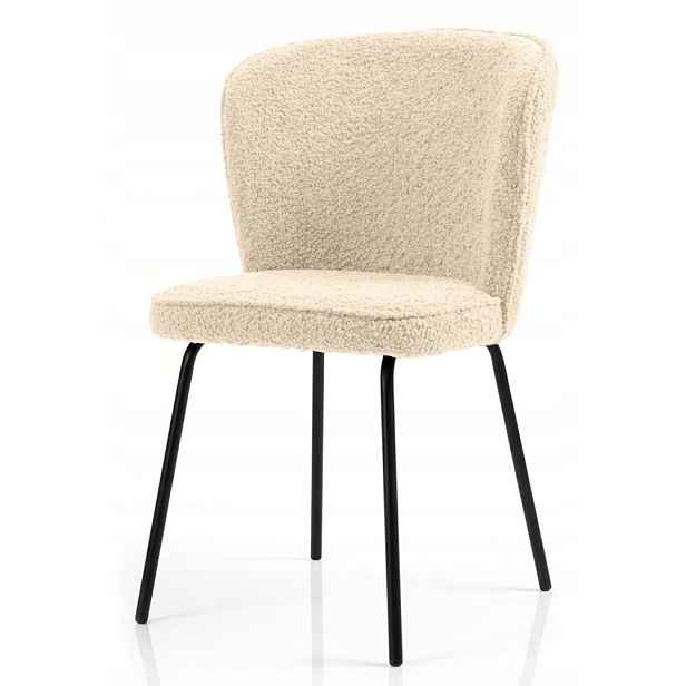 Křeslo je čalouněné tkaninou boucle Teddy Beige Lugano