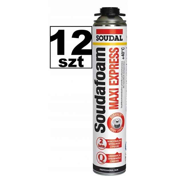 12 Ks – Montážní pěna Soudal Maxi Express nízkotlaká pistolová pěna