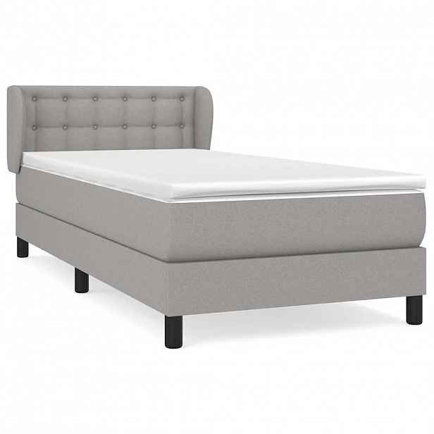 vidaXL Box spring postel s matrací světle šedá 90x190 cm textil
