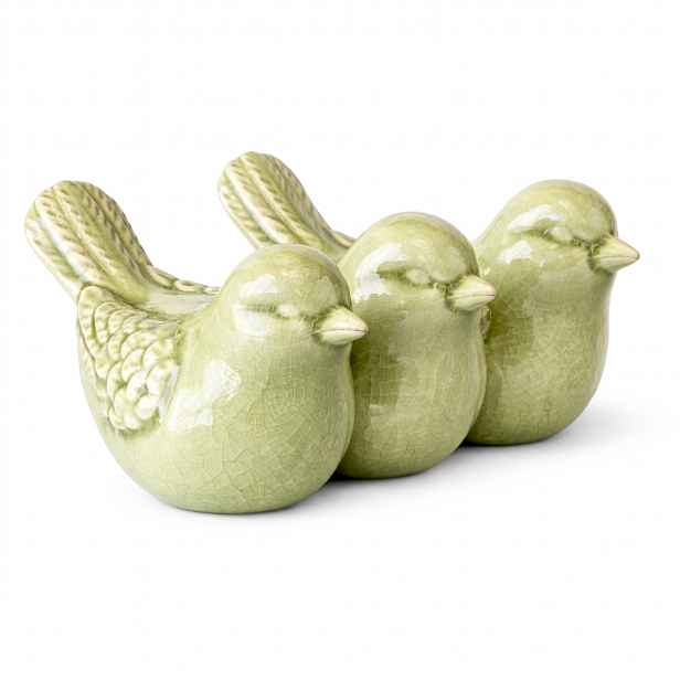 Jarní dekorace CRAQUELE BIRDS 19,5 cm - více barev Barva: Zelená