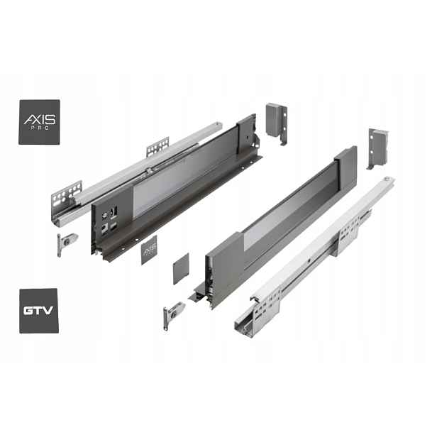 Šuplík Gtv Axis Pro Glass L450 H86 Nízká Skleněná Strana 40 Kg S Tlumením Dovírání