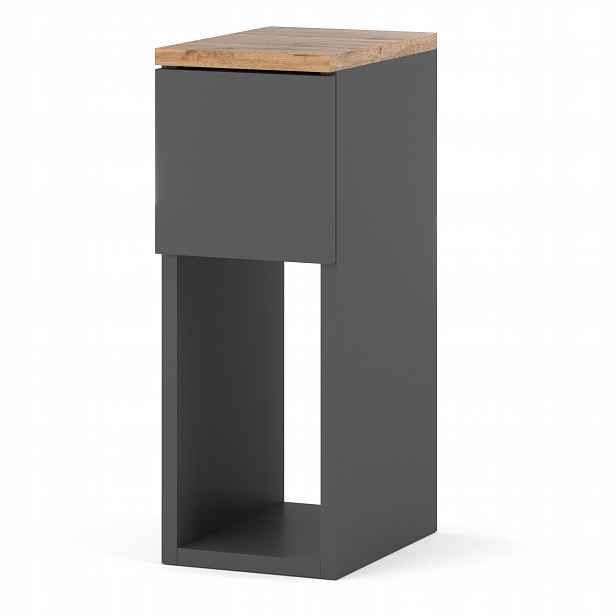 Noční Stolek Úzký Šedý Dub Wotan 20 CM Noční Stolek Do Ložnice Loft