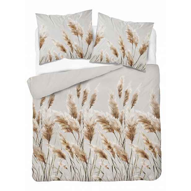 Povlečení béžové zlaté boho klasy 220x200 bavlněné saténové elegantní