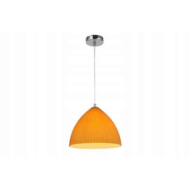 Závěsná lampa Gizela Reality, 60 W E27, chromovaná s jantarovým stínítkem