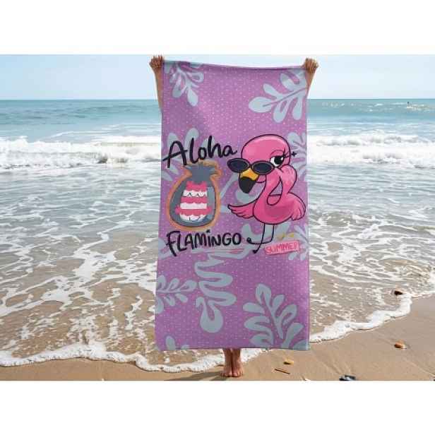 Plážová osuška Aloha Flamingo, 80x160 cm