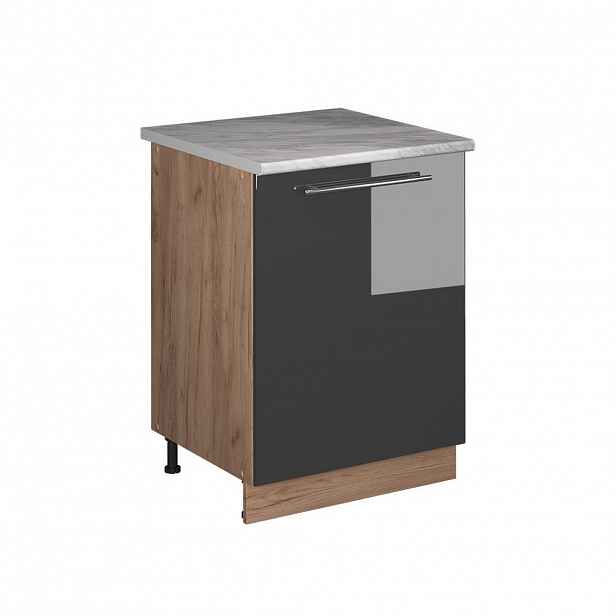 Vicco SPODNÍ SKŘÍŇKA KUCHYŇSKÉ LINKY Fame-Line, Antracitový vysoký lesk/Zlatý mocný dub, 60 cm 1 dvířka s pracovní deskou