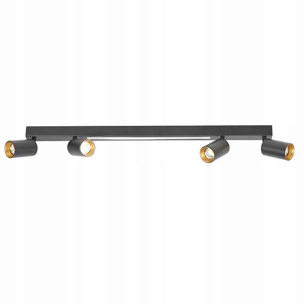 Stropní svítidlo černá zlatá 4 reflektory lišta 100 cm Light Prestige