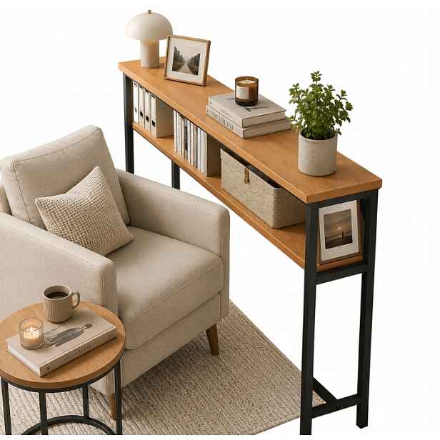 Boční regál Konzolový Stolek Za Pohovku Loft 102x80x20 Stolek Police Do Obývacího Pokoje