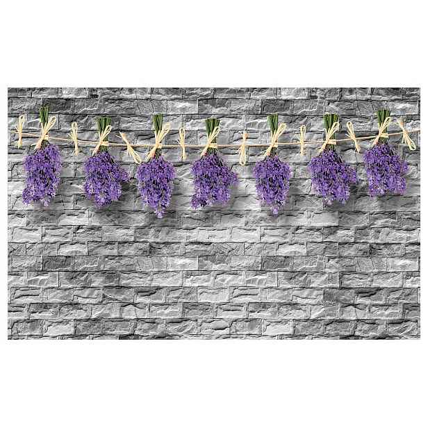 Fototapeta Levandule na cihlové zdi fialová Provence 208x146 lepidlo