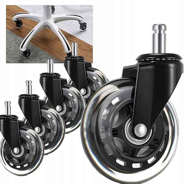 5ks Gumová gumová kolečka pro otočné křeslo Ložisková křesla 11 mm