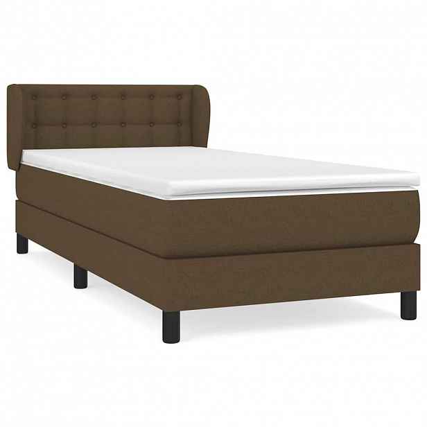 vidaXL Box spring postel s matrací tmavě hnědá 90x190 cm textil