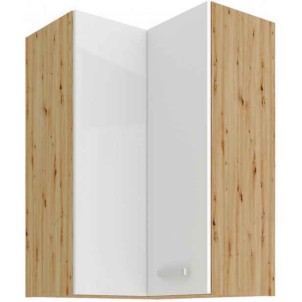 Horní rohová skříňka Artisan 60x60 GN-90 2F (90°) Barva korpusu: Dub artisan, Barva dvířek: Bílý lesk