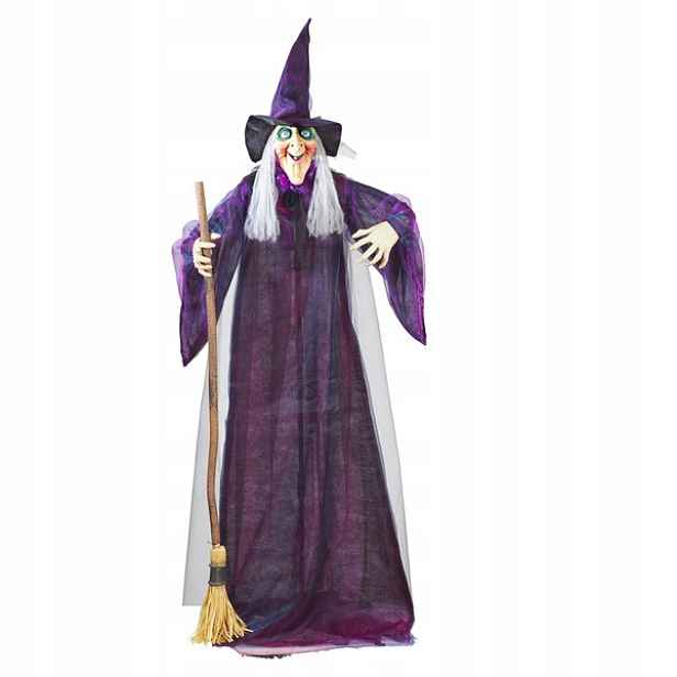 Interaktivní Stojící Dekorace Mluvící Čarodějka Čarodějnice 183 CM Halloween