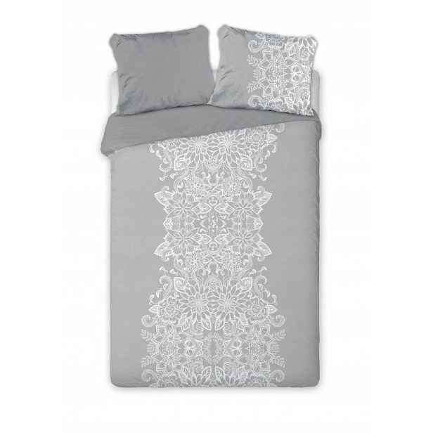 Povlečení saténové 160x200 Elegant Glamour šedá bílá orientální ornamenty