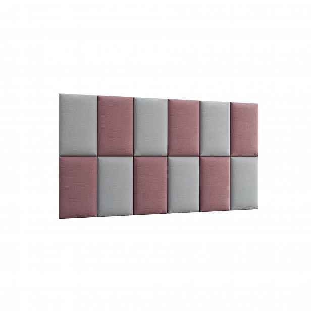 Set čalouněných panelů 180x100 VALERIO - růžový / světle šedý