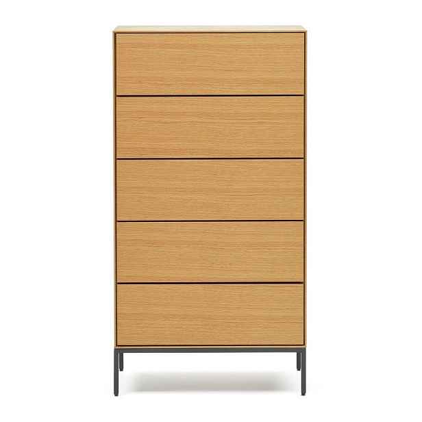 Vysoká komoda v dekoru dubu v přírodní barvě 60x114 cm Vedrana – Kave Home