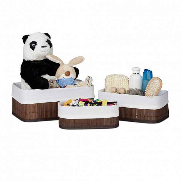 Relaxdays KOŠÍK Hnědá 3dílný-Set bambus