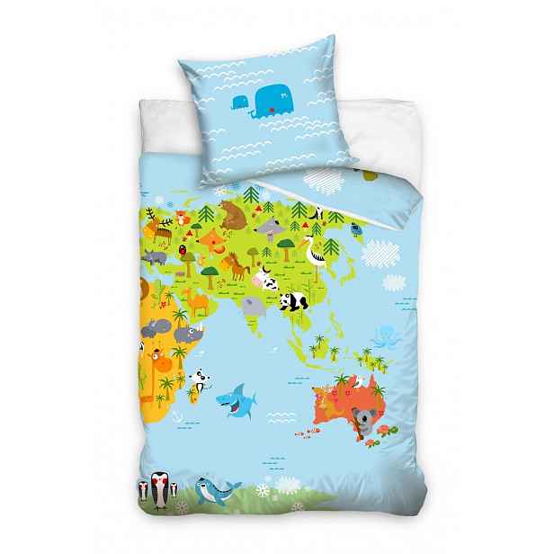 Sada povlečení Mapa Světa 160x200 cm bavlna