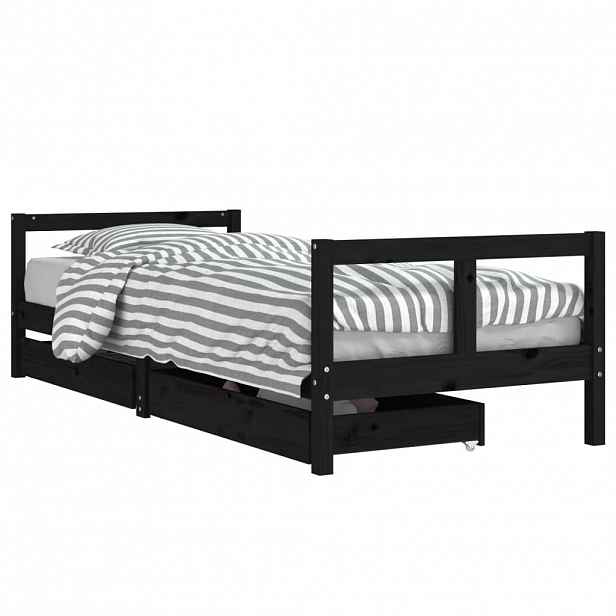 vidaXL Dětská postel se zásuvkami černá 80x200 cm masivní borové dřevo