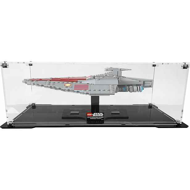 Vitrína s černou základnou pro stavebnici Lego 75404 Křižník typu Acclamator